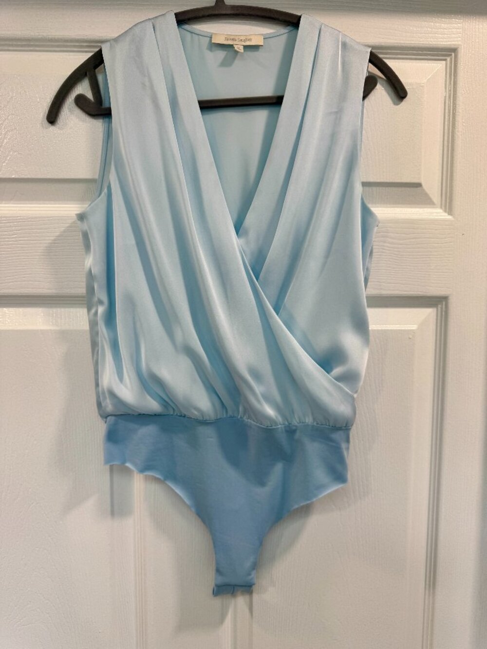Favorite Daughter Wrap Date Night Blouse Light Blue Sleeveless Size XS